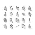 taoism yang yin ying chinese isometric icons set vector Royalty Free Stock Photo