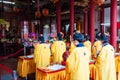 Taoist monk people praying in Kaihua temple in Changhua Taiwan