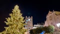 Taormina - Christmas decoration on the main square (Piazza IX Aprile) in Taormina, Province of Messina, Sicily, Italy, Europe, EU Royalty Free Stock Photo