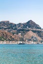 Taormina city on cape and in Giardini Naxos town