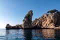 Taormina - Coastal rock formations at Ionian Mediterranean sea in Taormina, Sicily, Italy, Europe, EU