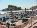 Taormina Isola Bella from the beach Royalty Free Stock Photo