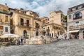 The scenic Cathedral`s square in central Taormina, Sicily, Italy Royalty Free Stock Photo