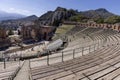 Ancient theatre of Taormina (Teatro antico di Taormina), ruins of ancient Greek theatre, Taormina Sicily Italy