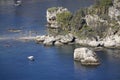 Beautiful view of the picturesque Isola Bella, small rocky island in the Ionian Sea, Taormina, Sicily, Italy