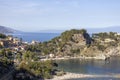 Beautiful view of the picturesque Isola Bella, small rocky island in the Ionian Sea, Taormina, Sicily, Italy