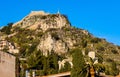 Madonna on the Rock Church and sanctuary Chiesa della Rocca on Monte Tauro rock over Taormina old town of Sicily in Italy Royalty Free Stock Photo