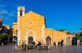 Saint Augustine Church serving as library Biblioteca Comunale in old town of Taormina in Sicily in Italy Royalty Free Stock Photo