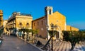 Saint Augustine Church chiesa Sant\'Agostino, public library Biblioteca Comunale in Taormina old town in Sicily of ITaly Royalty Free Stock Photo