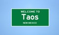 Taos, New Mexico city limit sign. Town sign from the USA.