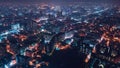 Taoyuan City Skyline Aerial View - Asia modern business city, cityscape night view birds eye view use the drone at night. Royalty Free Stock Photo