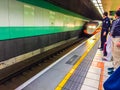 Taoyuan, Taiwan - November 20, 2015: View at the platform of Taiwan High Speed Rail (HSR) Taoyuan Station. The high speed railway Royalty Free Stock Photo