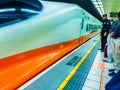 Taoyuan, Taiwan - November 20, 2015: View at the platform of Taiwan High Speed Rail (HSR) Taoyuan Station. The high speed railway Royalty Free Stock Photo