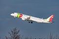 TAP Air Portugal Embraer E-190LR jet in Zurich in Switzerland Royalty Free Stock Photo