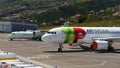 TAP Air Portugal plane at Madeira airport