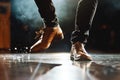 tap dancing practice, shoes striking, capturing the rhythm Royalty Free Stock Photo