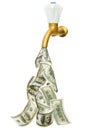 Tap with dollars flowing out Royalty Free Stock Photo
