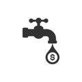 Tap or faucet with dollar coins. Money resource, passive income concept. Royalty Free Stock Photo