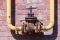Tap gate valve, old rusty throttle for shutting off domestic and industrial gas Royalty Free Stock Photo