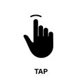Tap Gesture, Hand Cursor of Computer Mouse Black Silhouette Icon. Click Double Press Touch Swipe Point on Cyberspace