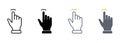 Tap Gesture Line and Silhouette Color Icon Set. Hand Cursor of Computer Mouse Pictogram. Pointer Finger Click Press Royalty Free Stock Photo