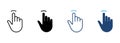 Tap Gesture Line and Silhouette Color Icon Set. Hand Cursor of Computer Mouse Pictogram. Pointer Finger Click Press Royalty Free Stock Photo