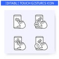 Tap hand gestures line icons set. Editable