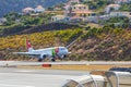 TAP Portugal Airbus A319-111 lands at Funchal Cristiano Ronaldo Airport.This airport is one of th Royalty Free Stock Photo