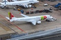 TAP Portugal Embraer 190 pushback Royalty Free Stock Photo