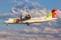 TAP Portugal Express ATR 72-600 airplane Lisbon airport in Portugal