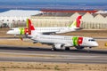 TAP Portugal Express Embraer 190 airplane Lisbon airport in Portugal