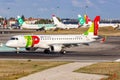 TAP Portugal Express Embraer 190 airplane Lisbon airport in Portugal