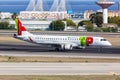 TAP Portugal Express Embraer 190 airplane Lisbon airport in Portugal