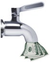 Tap pouring dollars down the drain.