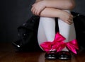 Tap shoes on a little girls feet Royalty Free Stock Photo