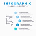 Tap water, Hand, Tap, Water, Faucet, Drop Line icon with 5 steps presentation infographics Background