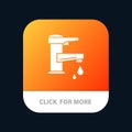 Tap water, Hand, Tap, Water, Faucet, Drop Mobile App Button. Android and IOS Glyph Version