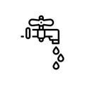 Black line icon for Tap Water, tap and runing Royalty Free Stock Photo