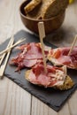 Serrano ham with toasted bread Royalty Free Stock Photo