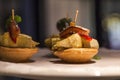 Tapas with artichoke and fish closeup Royalty Free Stock Photo