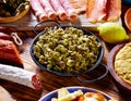 Tapas habas con morcilla lima beans Spain Royalty Free Stock Photo