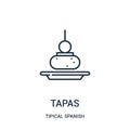 tapas icon vector from tipical spanish collection. Thin line tapas outline icon vector illustration. Linear symbol for use on web