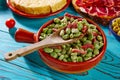 Tapas lima beans with iberico ham from Spain Royalty Free Stock Photo
