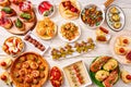 Tapas mix and pinchos food from Spain Royalty Free Stock Photo