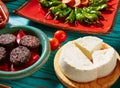 Tapas Morcilla and cheese de Burgos from Spain Royalty Free Stock Photo