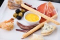 Tapas platter with ham Royalty Free Stock Photo