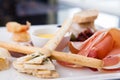 Tapas platter with ham Royalty Free Stock Photo