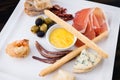 Tapas platter with ham Royalty Free Stock Photo