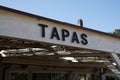 tapas text signboard on facade restaurant sign Royalty Free Stock Photo