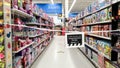 Tape closing off non-essential shopping items in a major supermarket. A national lockdown sees the sale of non-essential items